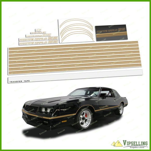 Chevrolet Monte Carlo SS Fully Gold 1985-1986 Restoration Stripes Decals Kit Chevy
