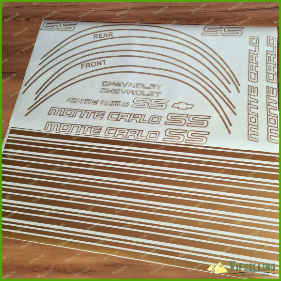 Chevrolet Monte Carlo SS Fully Gold 1985-1986 Restoration Stripes Decals Kit Chevy