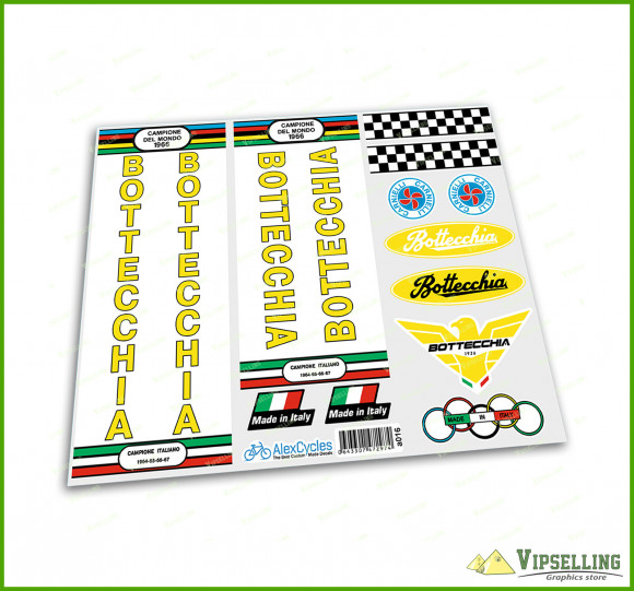  Restoration Decals Kit for Early Yellow Bottecchia Campagnolo Vintage Stickers Set