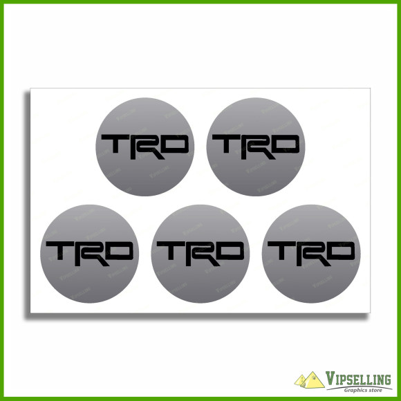 TRD Black Silver Toyota Racing Development Wheel Cap Center Decals Stickers
