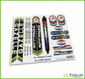 GAZELLE Black White Restoration Decals Kit Campagnolo Stickers Vintage Set GAZELLE Black White Restoration Decals Kit Campagnolo Stickers Vintage Set