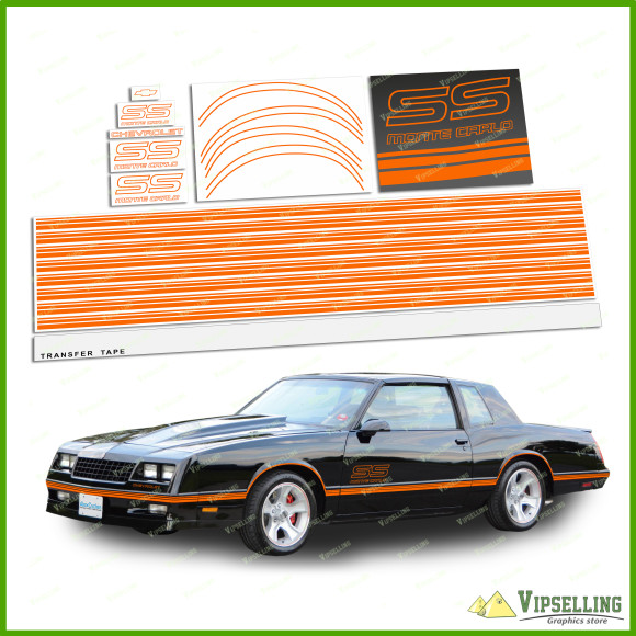 Monte Carlo SS Chevrolet Fully Orange 1987-1988 Restoration Decals Kit Stripes Chevy