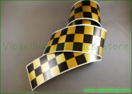 Cafe Racer Retro Gold Style Chequered Stripes Kit 60mm Wide Decals Lenghts