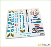 GAZELLE Blue Restoration Decals Kit Campagnolo Stickers Vintage Set GAZELLE Blue Restoration Decals Kit Campagnolo Stickers Vintage Set