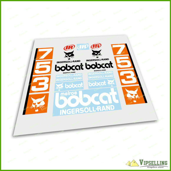 BOBCAT 753 Orange SKID STEER Loader Full High Cast Vinyl Decals Stickers New Super Look Kit