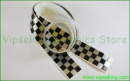 Cafe Racer Retro Silver Style Chequered Stripes Kit 30mm Wide Decals Lenghts