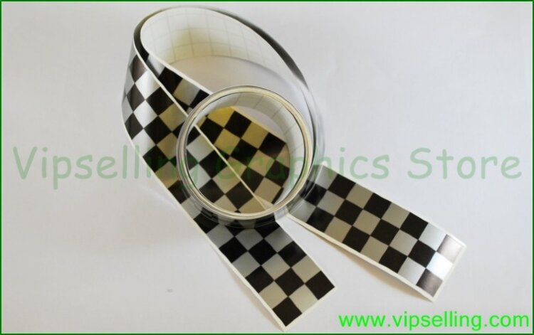Cafe Racer Retro Silver Style Chequered Stripes Kit 30mm Wide Decals ...
