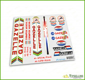GAZELLE Red Restoration Decals Kit Campagnolo Stickers Vintage Set GAZELLE Red Restoration Decals Kit Campagnolo Stickers Vintage Set