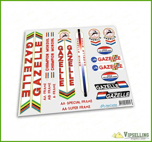 GAZELLE Red Restoration Decals Kit Campagnolo Stickers Vintage Set