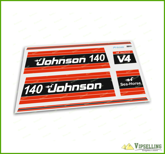 JOHNSON 1981 81 140 HP Motor Boat Sea Horse Power Laminated Decals Stickers Set