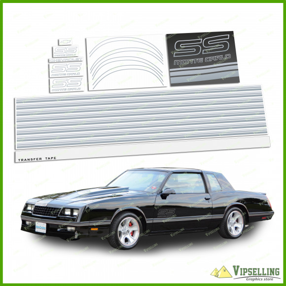 Monte Carlo SS Chevrolet Fully Silver 1987-1988 Restoration Decals Kit Stripes Chevy