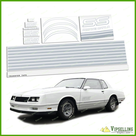 Monte Carlo SS Chevrolet Fully Silver 1987-1988 Restoration Decals Kit Stripes Chevy