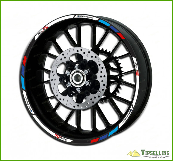 BMW Motorrad Motorsport R1200S Wheel Rim Laminated Stripes Decals Stickers Kit