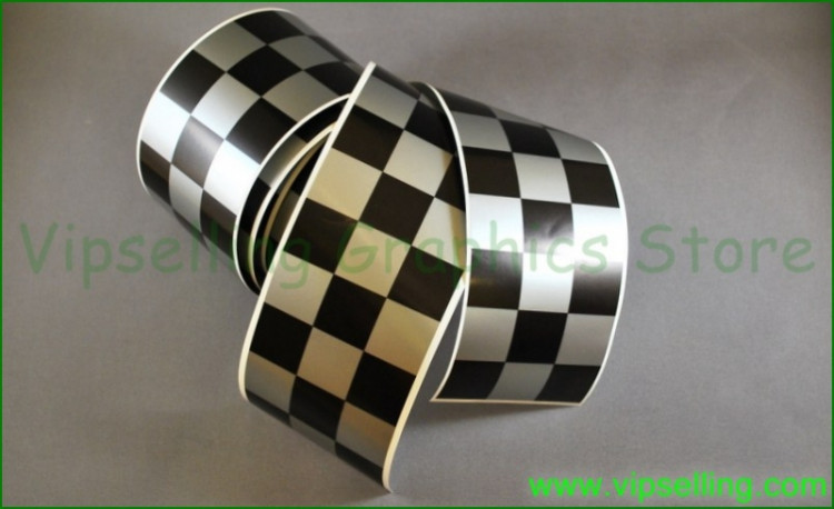 Cafe Racer Retro Silver Style Chequered Stripes Kit 60mm Wide Decals ...