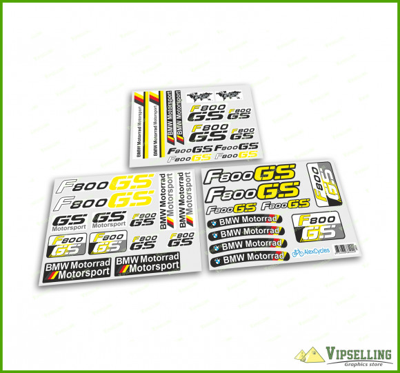 BMW Motorrad Motorsport F800GS Yellow Laminated Decals Stickers Kit