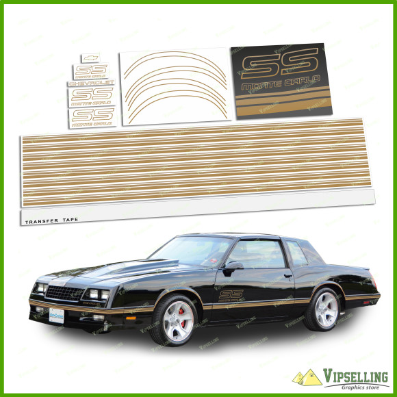 Monte Carlo SS Chevrolet Fully Gold 1987-1988 Restoration Decals Kit Stripes Chevy