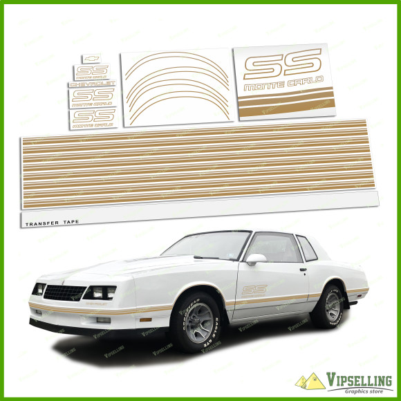 Monte Carlo SS Chevrolet Fully Gold 1987-1988 Restoration Decals Kit Stripes Chevy
