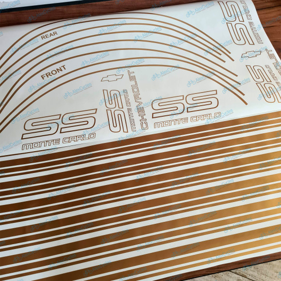 Monte Carlo SS Chevrolet Fully Gold 1987-1988 Restoration Decals Kit Stripes Chevy Monte Carlo SS Chevrolet Fully Gold 1987-1988 Restoration Decals Kit Stripes Chevy