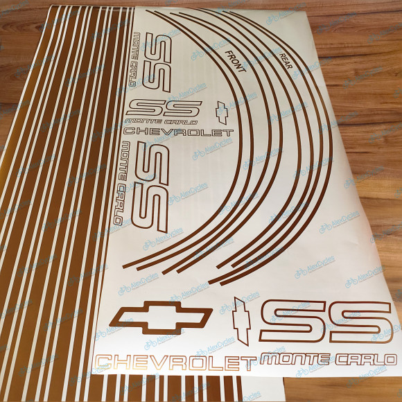 Monte Carlo SS Chevrolet Fully Gold 1987-1988 Restoration Decals Kit Stripes Chevy Monte Carlo SS Chevrolet Fully Gold 1987-1988 Restoration Decals Kit Stripes Chevy