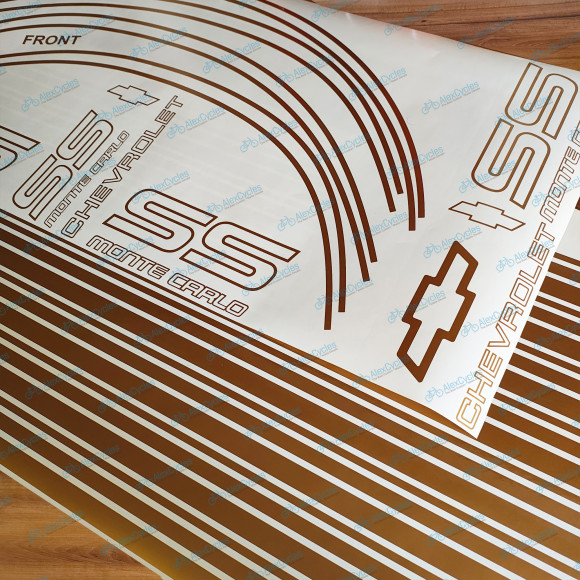 Monte Carlo SS Chevrolet Fully Gold 1987-1988 Restoration Decals Kit Stripes Chevy Monte Carlo SS Chevrolet Fully Gold 1987-1988 Restoration Decals Kit Stripes Chevy