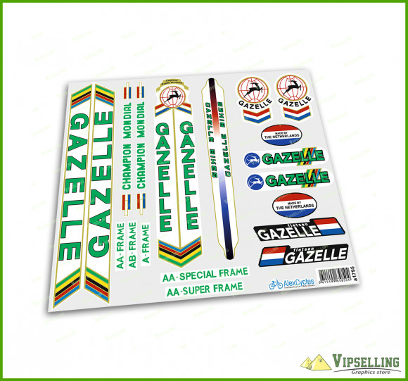 GAZELLE Green Restoration Decals Kit Campagnolo Stickers Vintage Set