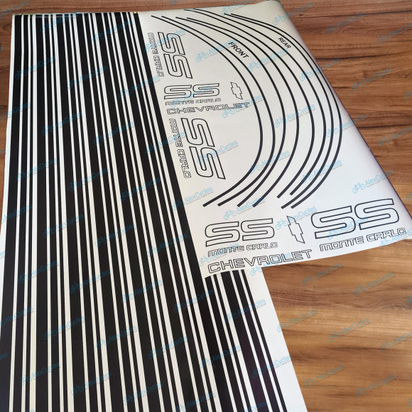 Monte Carlo SS Chevrolet Fully Black 1987-1988 Restoration Decals Kit Stripes Chevy