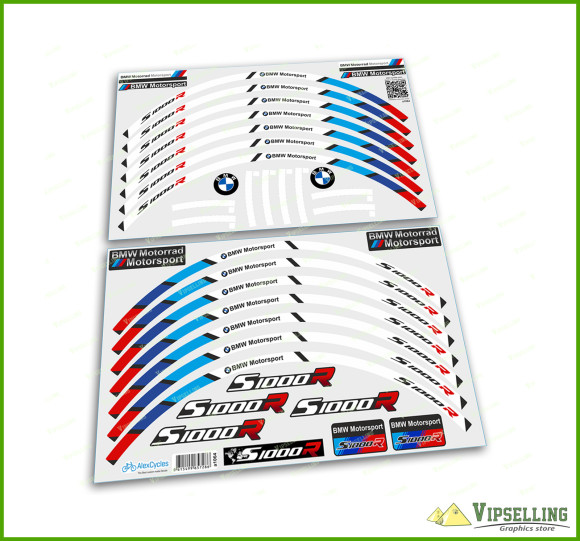 BMW Motorrad Motorsport S1000R Wheel Rim Laminated Stripes Decals Stickers Set